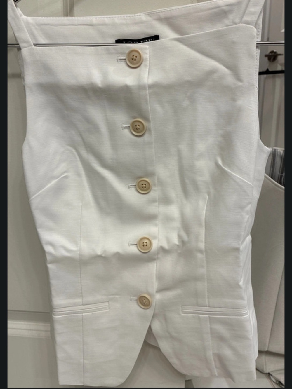 J. Crew White Button-Front Sleeveless Jumpsuit